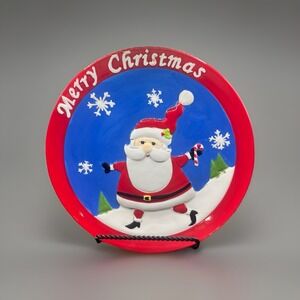 Merry Christmas Santa Claus Embossed 3D Platter 10.25"‎ Diameter